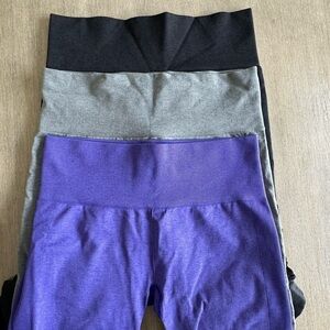 Lululemon purple black gray seamless crop Leggings Set size 8